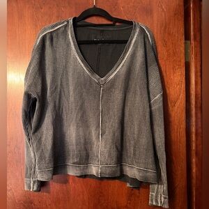 Pilcro /Anthroplogie V-Neck Sweater in Black and Gray